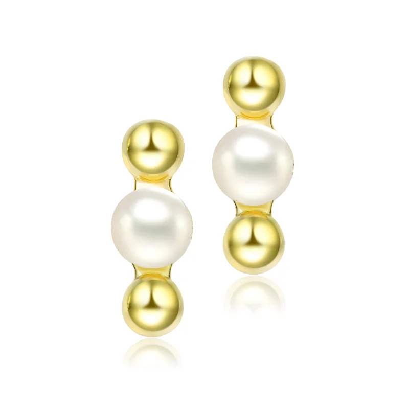 Earrings Ease Guide-Delphine Golden Spheres Pearl Earrings