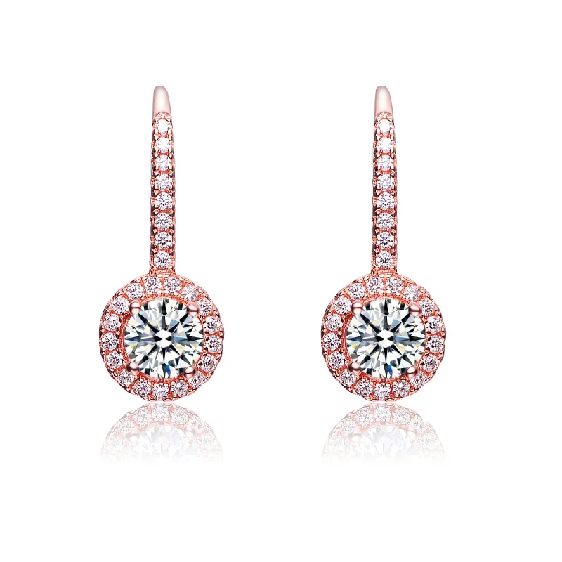 Best Firm Earrings-Sterling Silver Cubic Zirconia Round Dangle Earrings