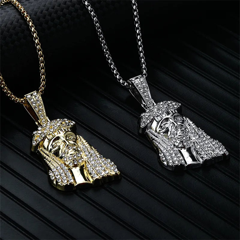 Necklaces For Park Days-Hip-Hop Rock Modern Style Solid Color 304 Stainless Steel Alloy Plating Inlay Rhinestones K Gold Plated Rhodium Plated Men'S Pendant Necklace