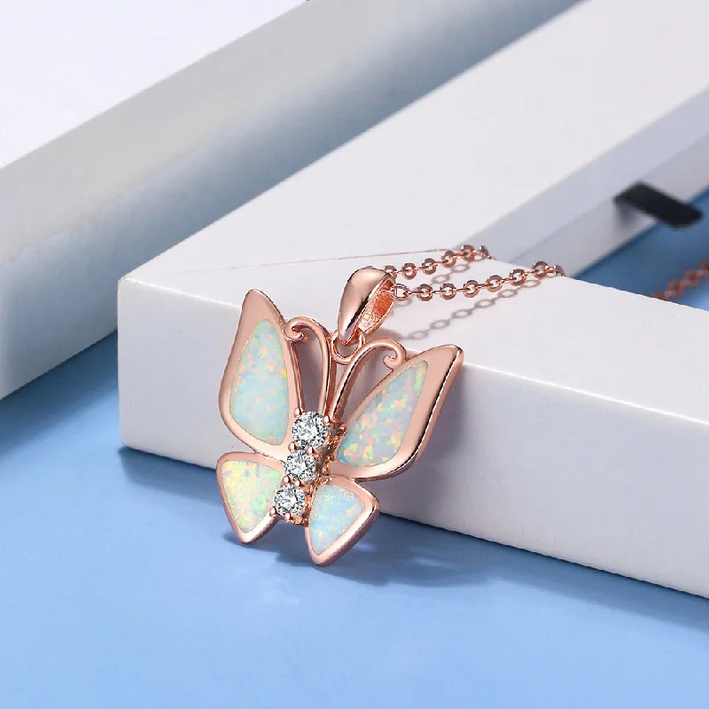 Rose Gold Opal Butterfly