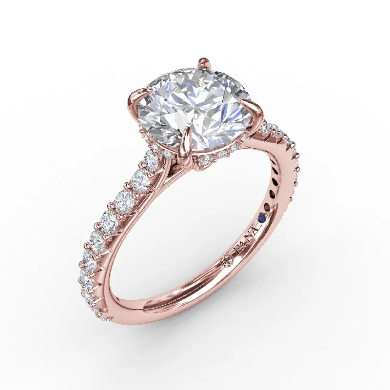 Best Beam Rings-Diamond Round Engagement Ring in 14K Rose Gold