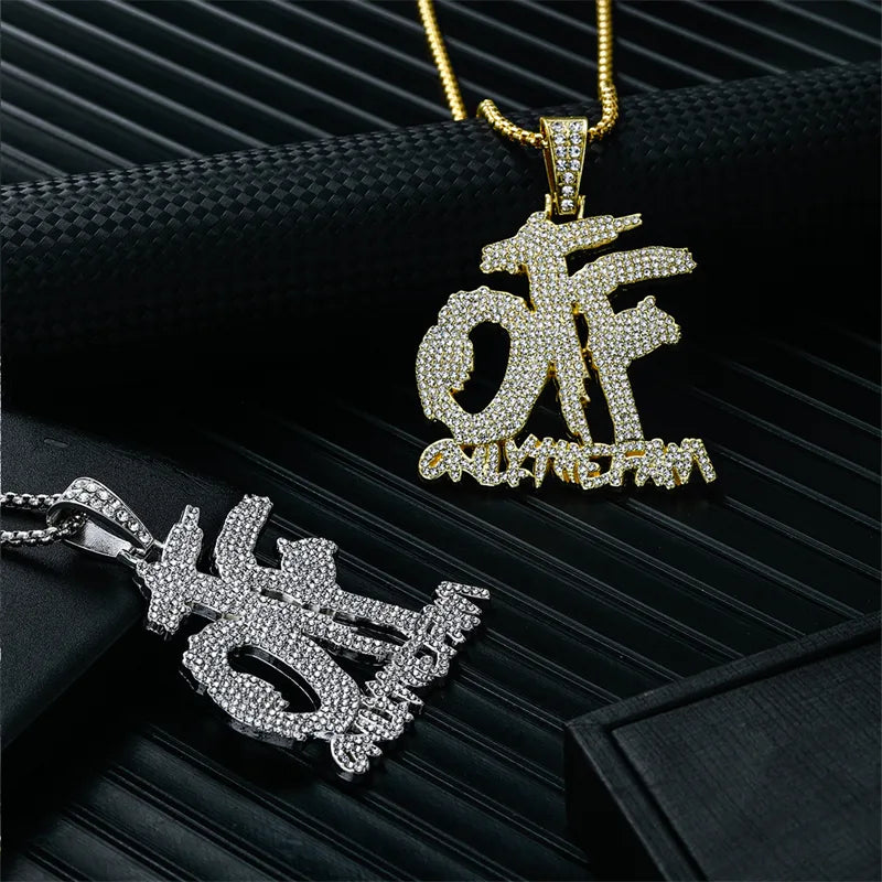 Necklaces Fit Test-Hip-Hop Rock Modern Style Letter 304 Stainless Steel Alloy Plating Inlay Rhinestones K Gold Plated Rhodium Plated Men'S Pendant Necklace