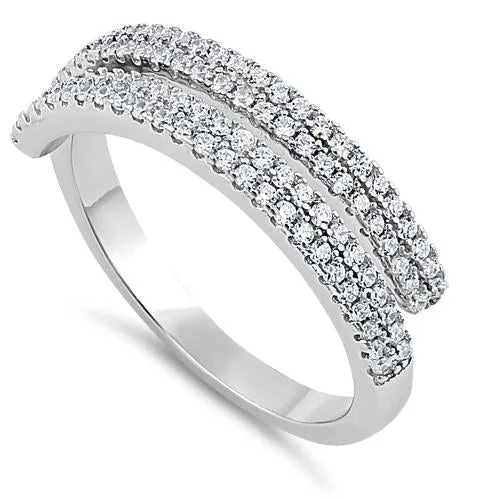 Rings Shine Guide-Sterling Silver Elegant Spiral CZ Ring