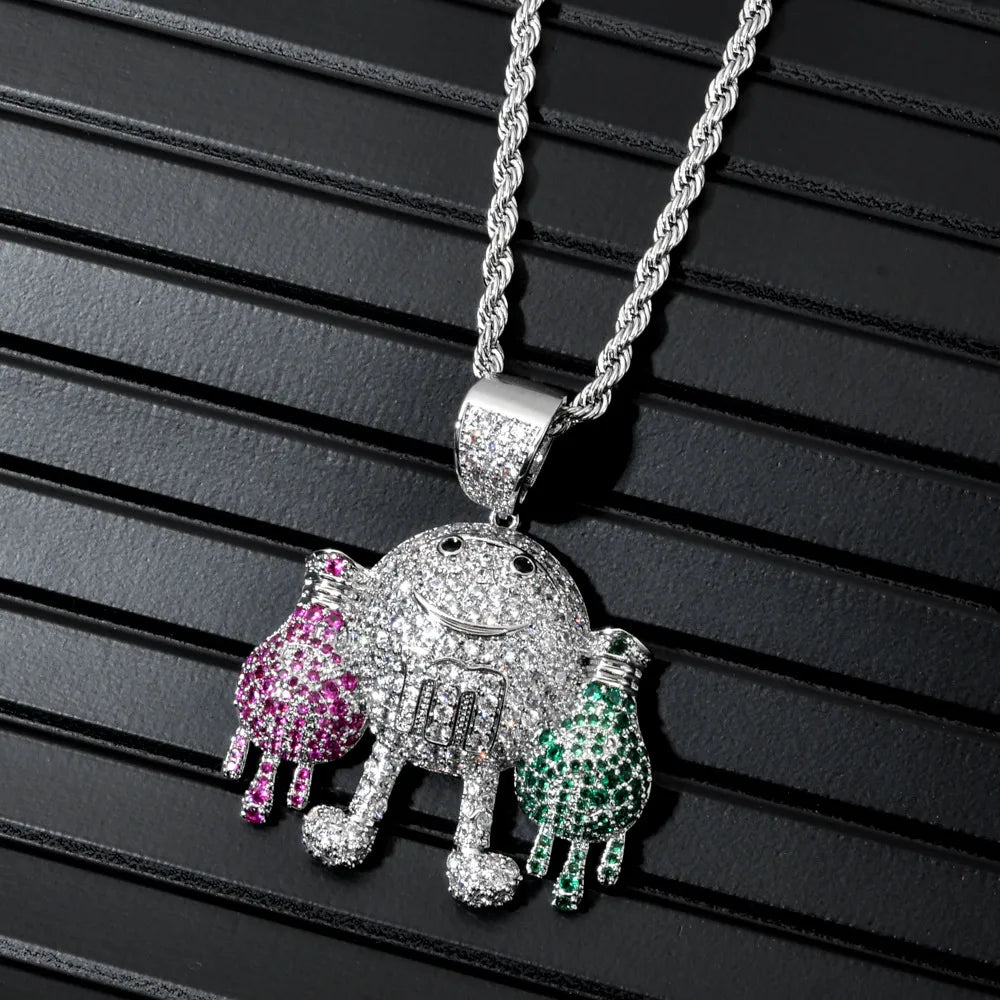 Necklaces For Slack Looks-Hip-Hop Robot Stainless Steel Copper Inlay Zircon Necklace