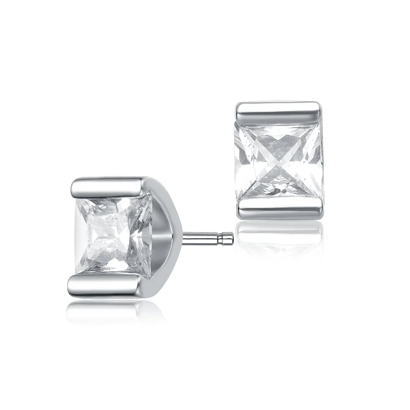 Earrings For Stacked Style-Cannes Ligne Zirconia Earrings