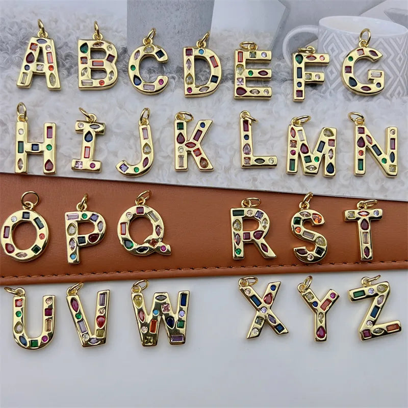 Easy Necklaces For Wear-Copper 18K Gold Plated Inlay Letter Zircon