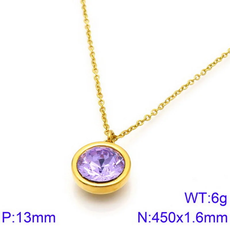 Gold Necklace Purple Diamond