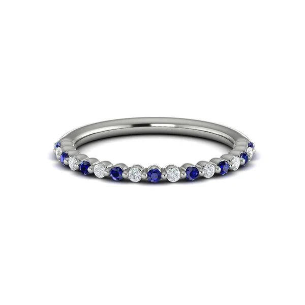 Rings For Deep Tops-Sapphire & Diamond Band in 14K White Gold