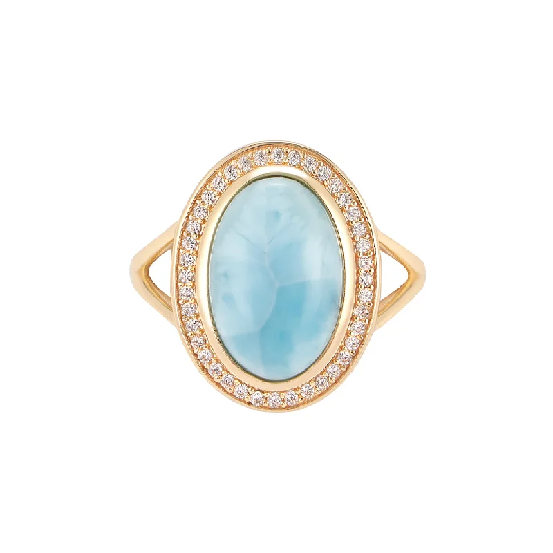 Rings For Thick Wear-14k Gold Vermeil Larimar Halo Ring