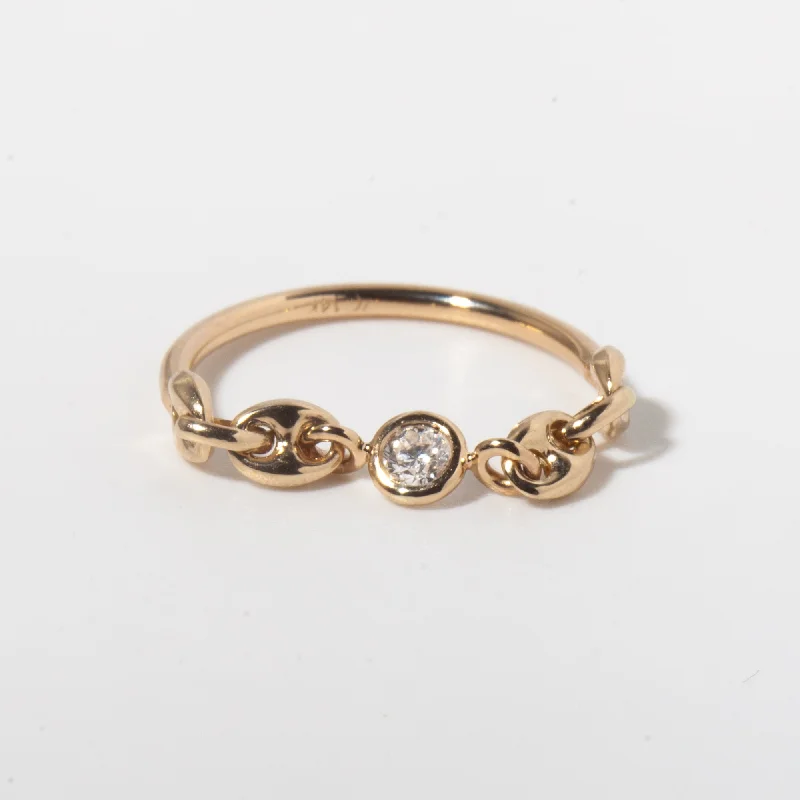 Rings For Toddlers-Diamond on Soft Small Puffed Mariner Chain Ring