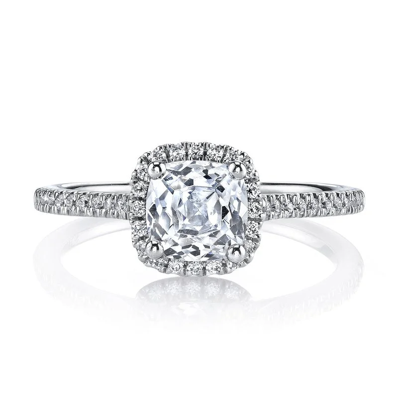 High Ease Rings-Solitaire Ring Setting With Diamond Halo, Diamond Band and Diamond Under Gallery