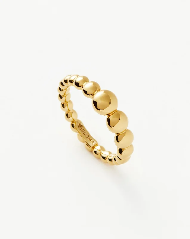 Rings With Deep Tones-Beaded Stacking Ring | 18ct Gold Vermeil