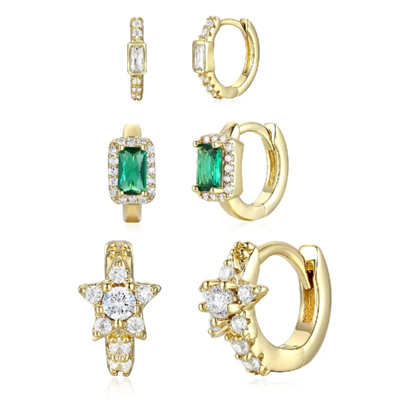 High Ease Earrings-Louise Dainty 3-Piece Hoop Earrings Set