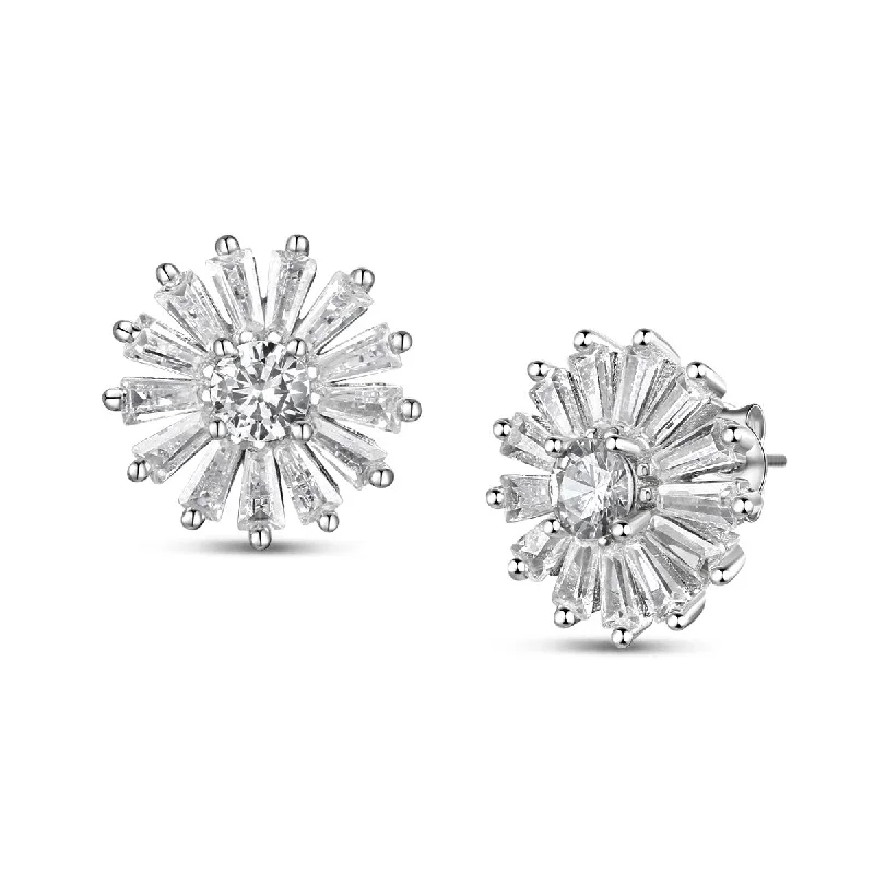 Earrings For Bright Days-Cubic Zirconia Sterling Silver Stud Earrings