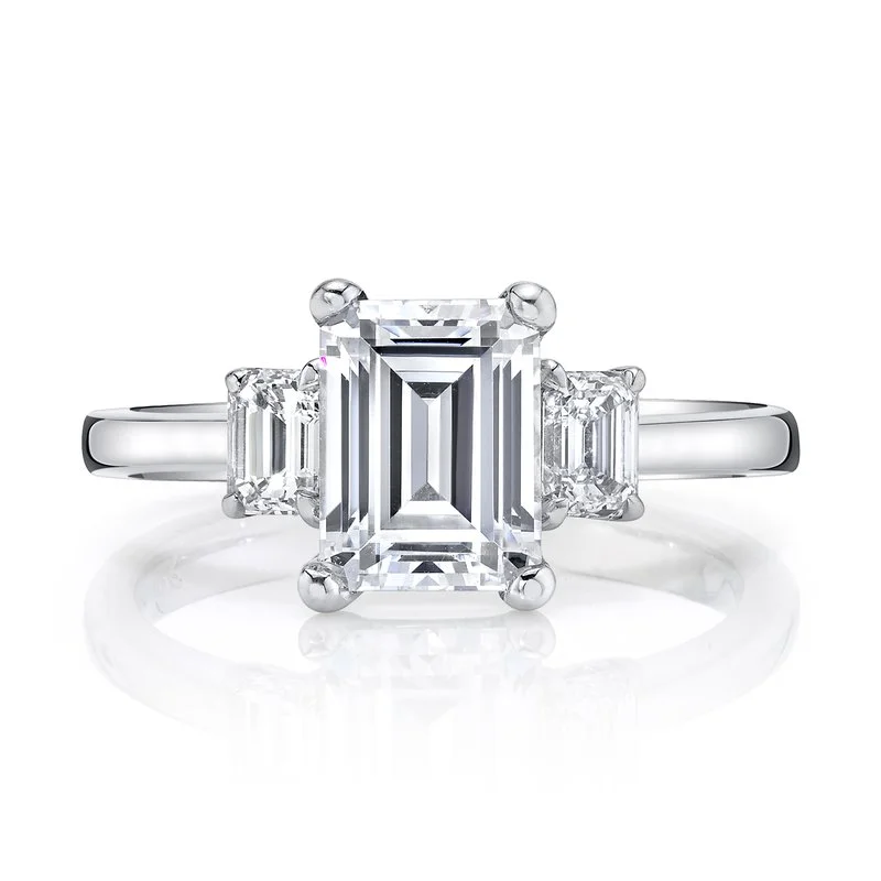 Bespoke Rings Creations-Three Stone Ring Setting With Baguette Side Diamonds