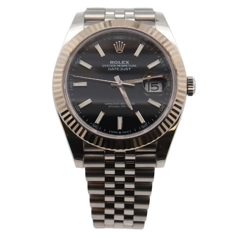 Best Shiny Watches-Rolex Datejust 41mm Black Dial Watch Ref# 126334