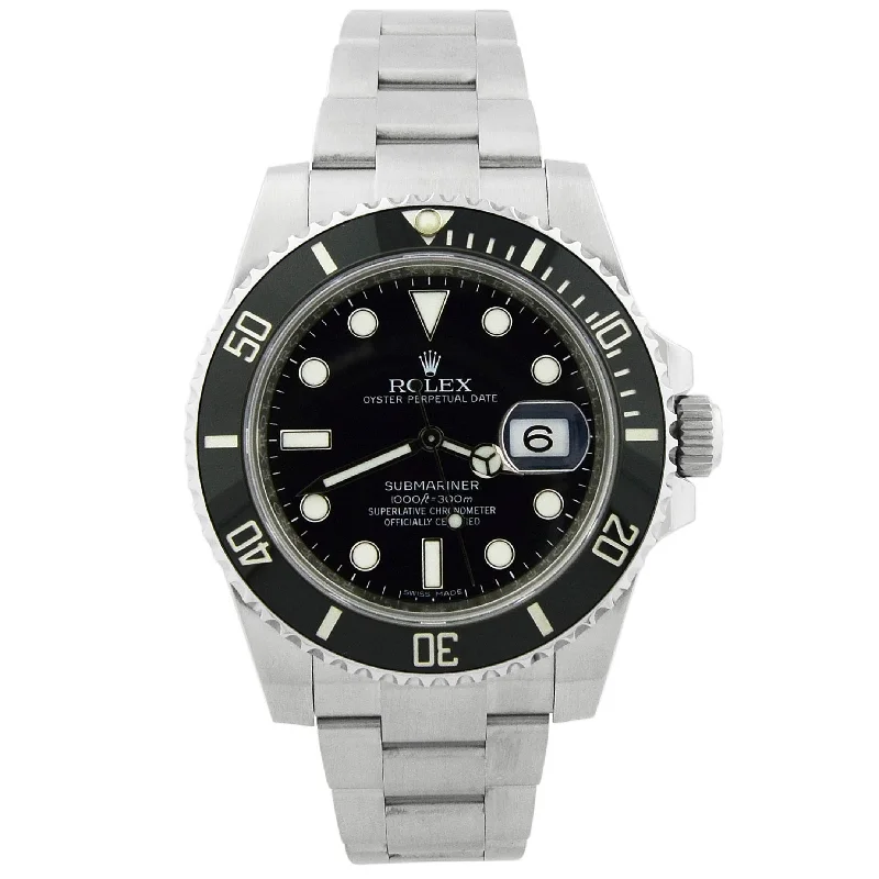 Watches With Mesh Bands-Rolex Submariner 40mm Black Dial Watch Ref# 116610LN