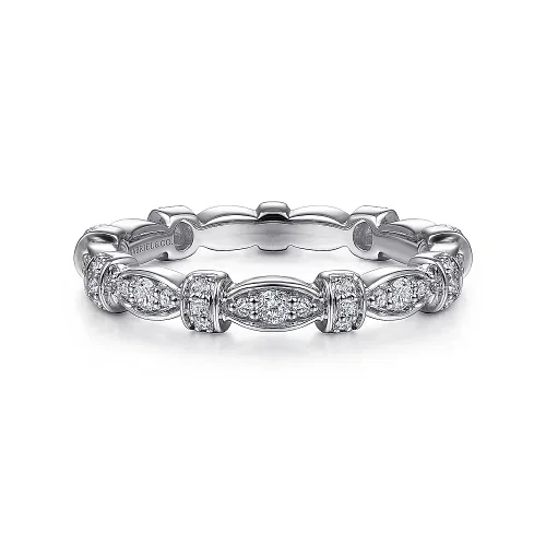 Rings Price Hints-Diamond Geometric Stackable Band in 14K White Gold