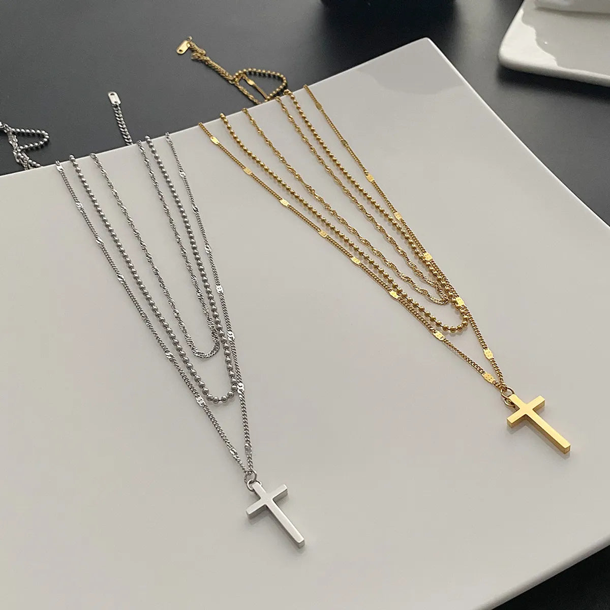 Necklaces Cost Tips-Fashion Cross Titanium Steel Metal Chain Necklace 1 Piece