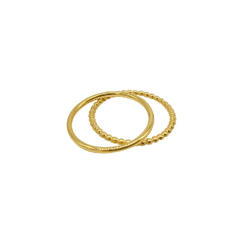 Rings For Night Looks-Tarnish Resistant 14k Gold Plated Stacking Ring Set