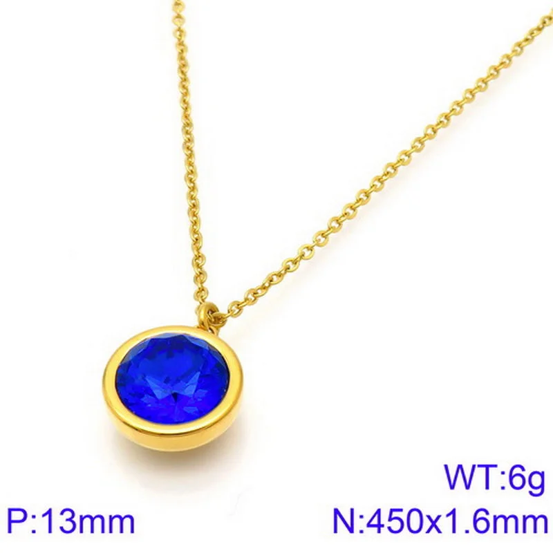 Gold Necklace Blue Diamond