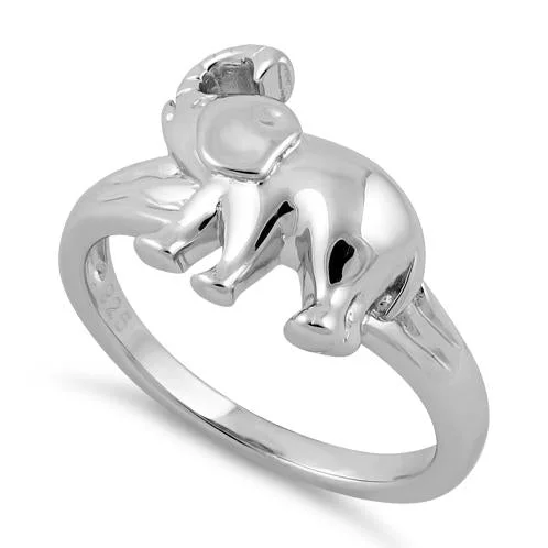 Rings For Evening Glow-Sterling Silver Elephant Ring