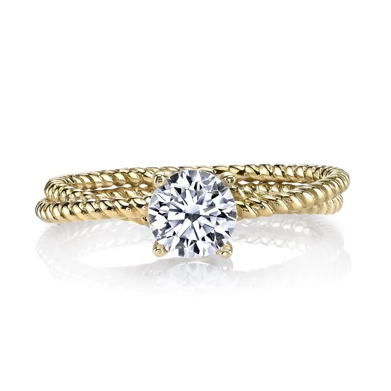 Rings Shine Routine-14k Twisted Rope Design Solitaire Ring Setting