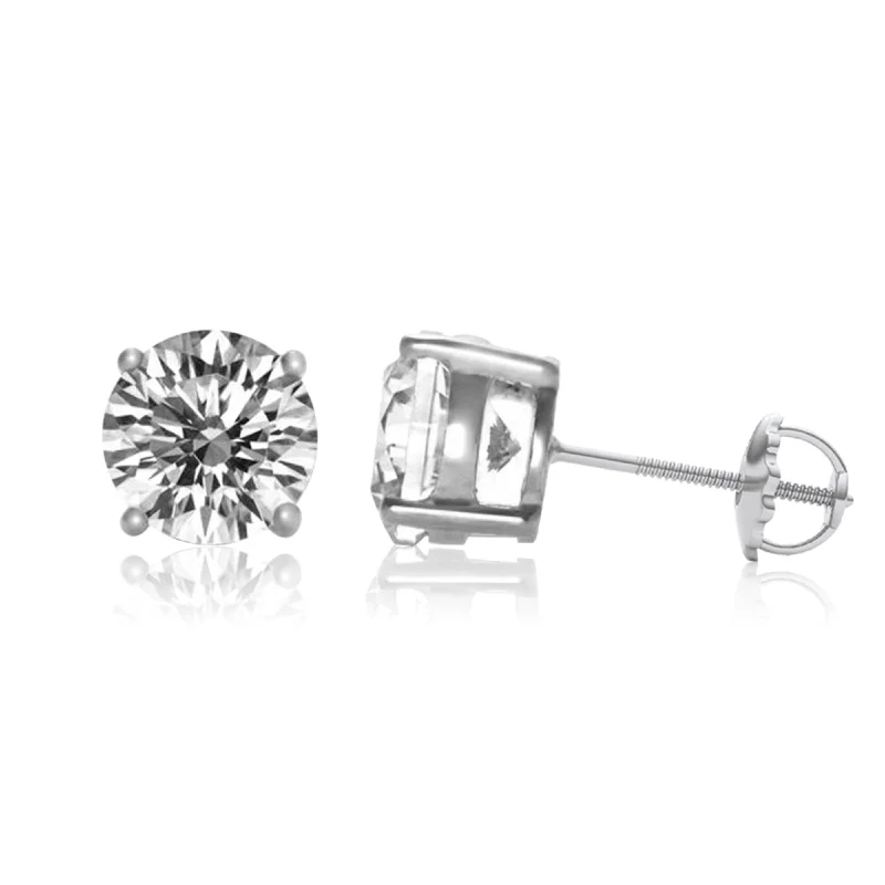 Earrings Gleam Guide-Sterling Silver and Cubic Zirconia Solitaire Stud Earrings