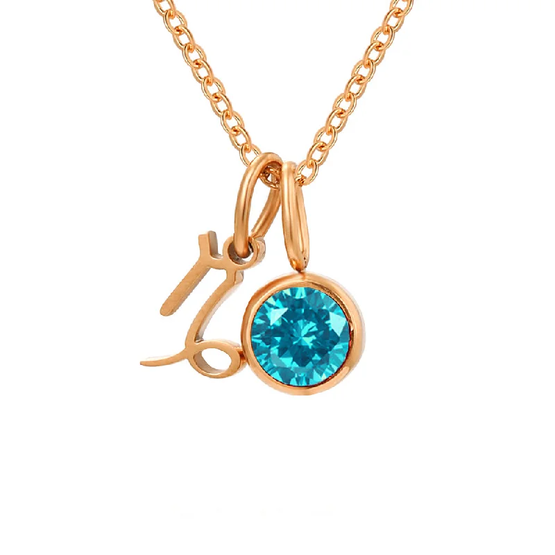 December Lake Green-Blue Capricorn-Rose Gold