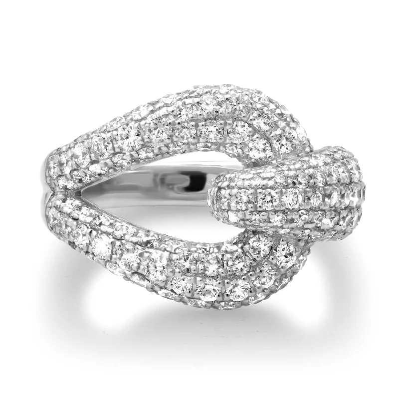 Rings For Warm Glow-Diamond Knot Statement Ring