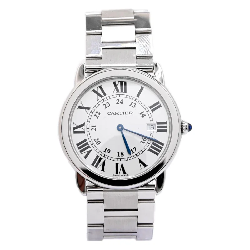 Watches For Kids-Cartier Ronde 36mm Silver Dial Watch Ref# W6701005