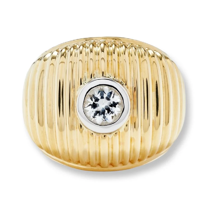 Top Rings For Soft Looks-Maxi Berlingot Topaz Bezel Fluted Gold Dome Ring