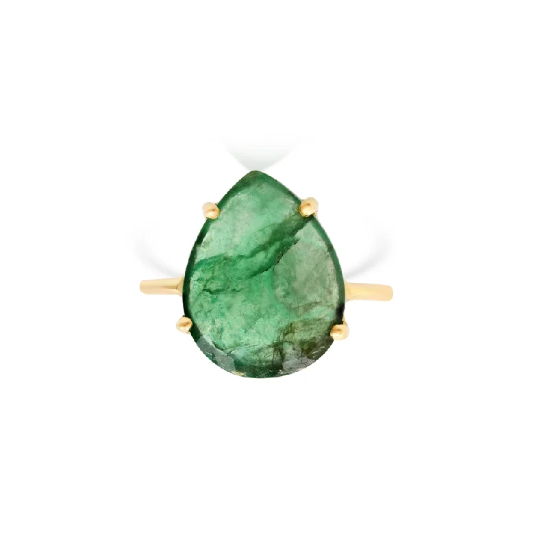 Rings For Broad Taste-One of a Kind Pear Shape Emerald Ring