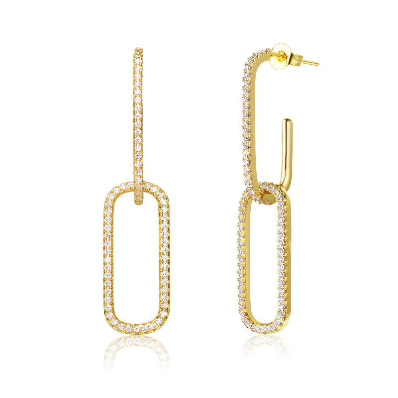 Earrings For Big Shine-Vilette Dual Link CZ Dainty Earrings