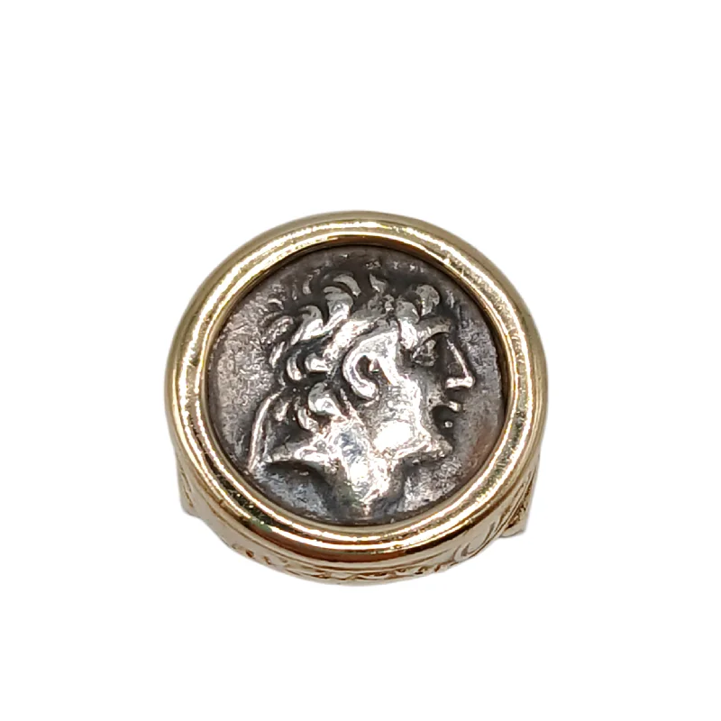 Rings Glow Test-Estate 14k Yellow Gold Drachma Coin Ring