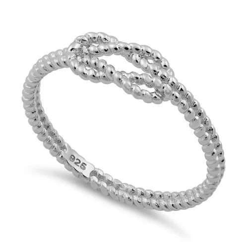 Rings For Gala Events-Sterling Silver String Reef Knot Ring