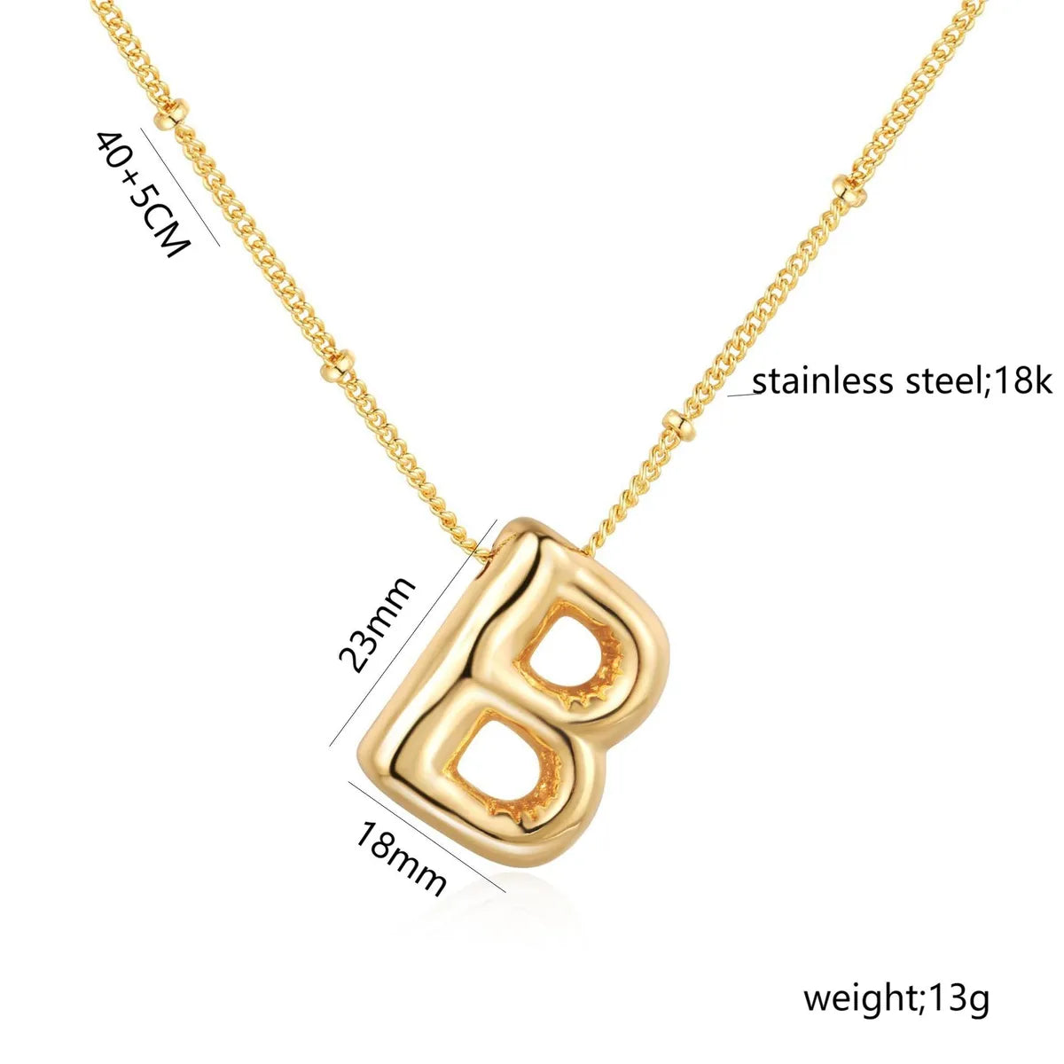 Bead Necklace Letters B-Gold