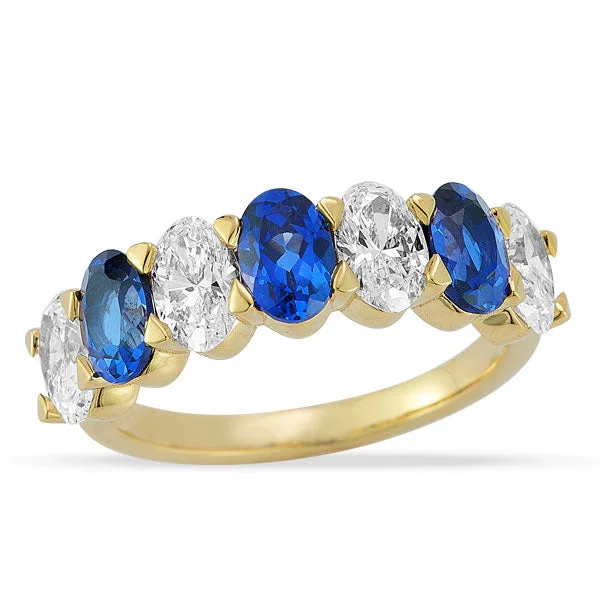 Rings For Big Gems-Grown Diamond and Sapphire Band in 14K Yellow Gold