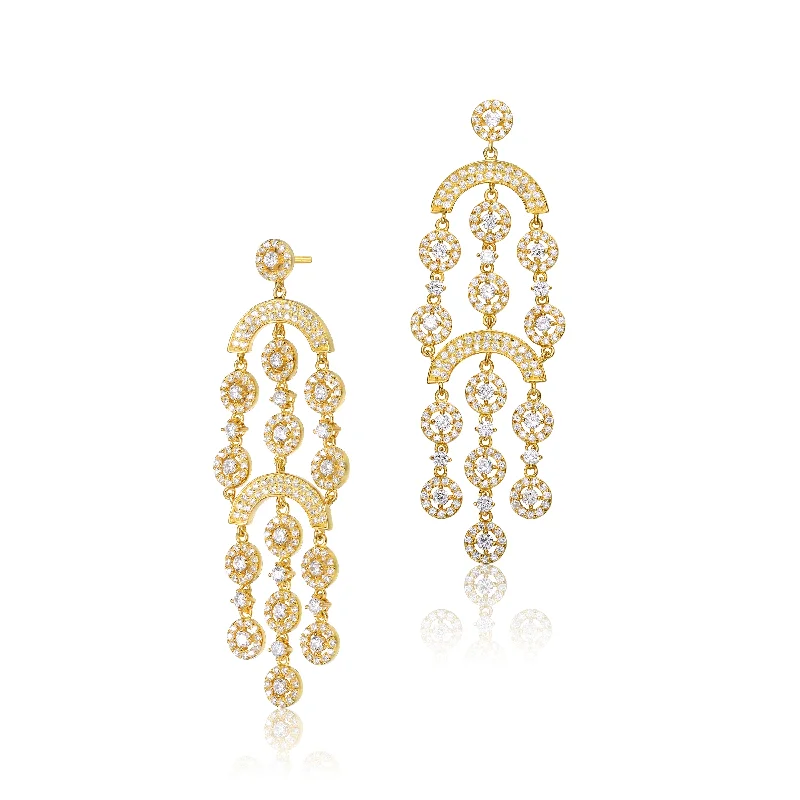 Bargain Earrings For Shoppers-Dauphine Triple Drop Chain Earrings