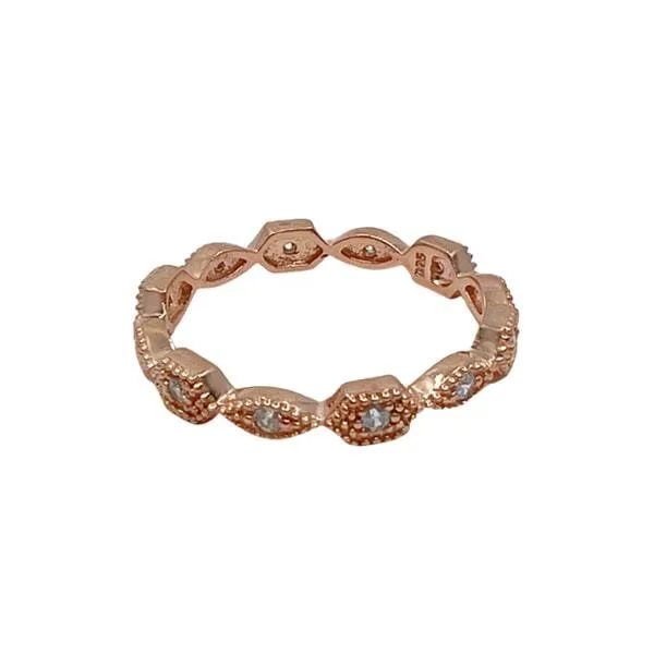 Rings Spark Tips-CZ 'Unique' Ring: Rose Gold Vermeil and CZ: Sizes 6-8 (RRG1/455/_)