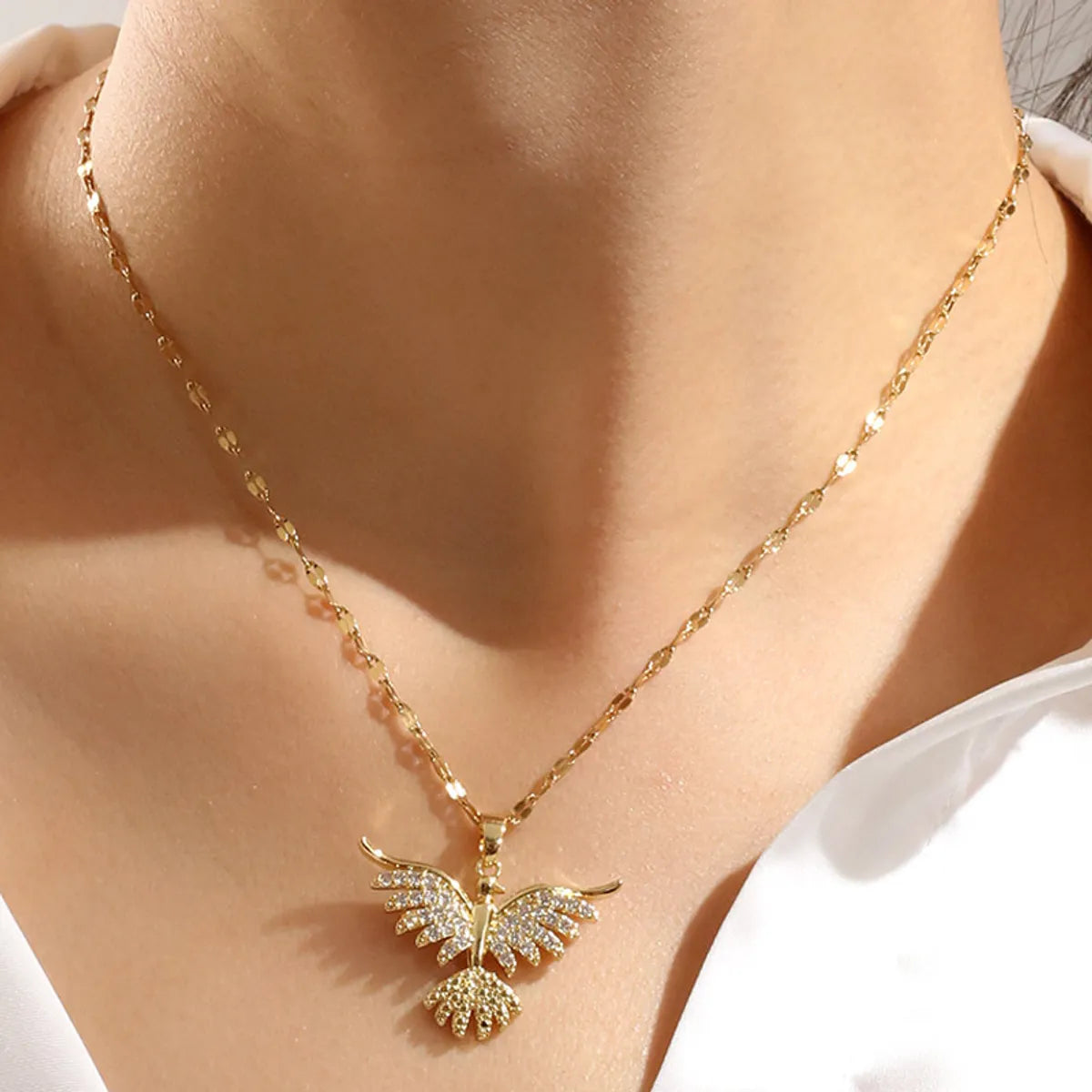 Necklaces Hold Guide-Copper Inlay Angel Zircon Pendant Necklace