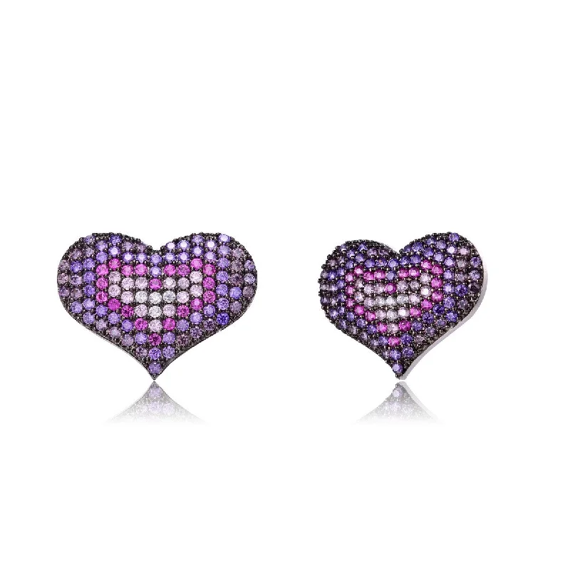 Solid Earrings For Use-Noémie Purple Heart Earrings