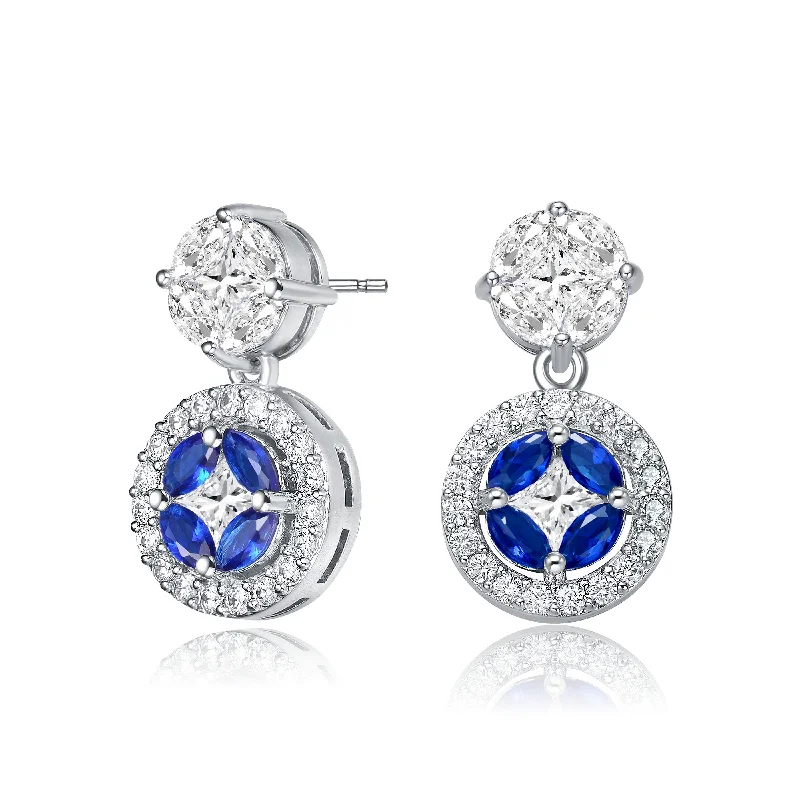 Earrings Repair Tips-La Scène Round CZ Blue Drop Earrings