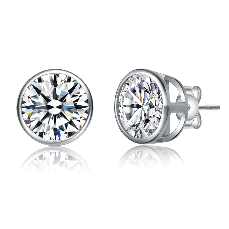 Earrings For Spring Days-La Scène Moissanite Modern Bezel Stud Earrings