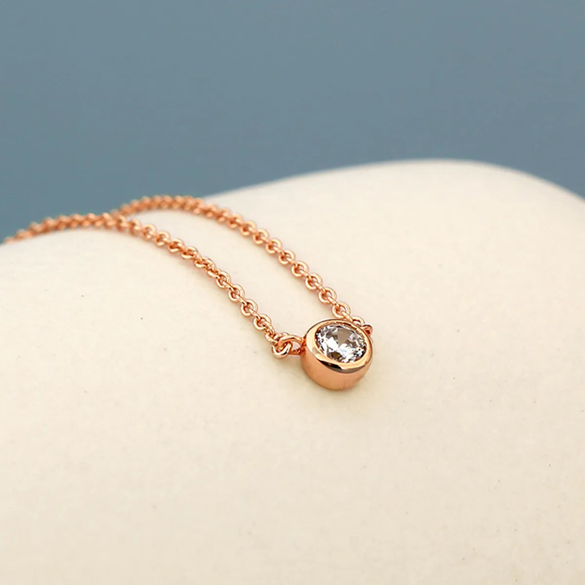 Necklaces For Show Nights-Copper 18K Gold Plated Rose Gold Plated Silver Plated Simple Style Shiny Round Inlay Zircon Necklace