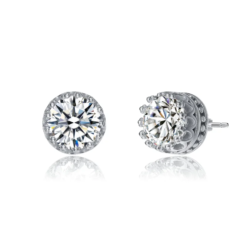 Earrings For Handmade Gifts-Monfort Moissanite Crown Stud Earrings