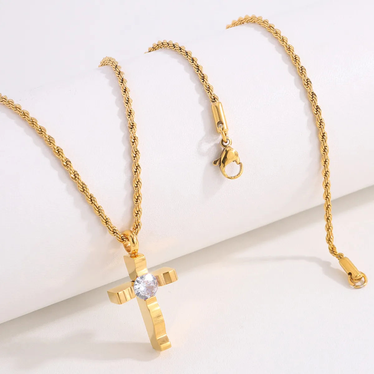 Gold Thick Diamond Cross Necklace