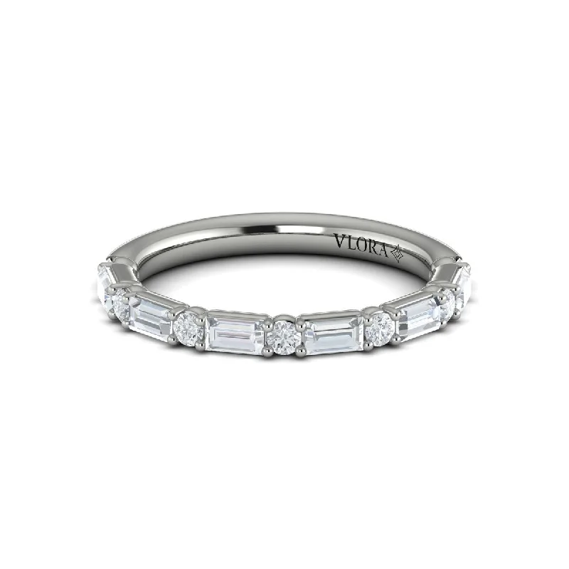 Best Hush Rings-Diamond Round & Baguette Band in 14K White Gold