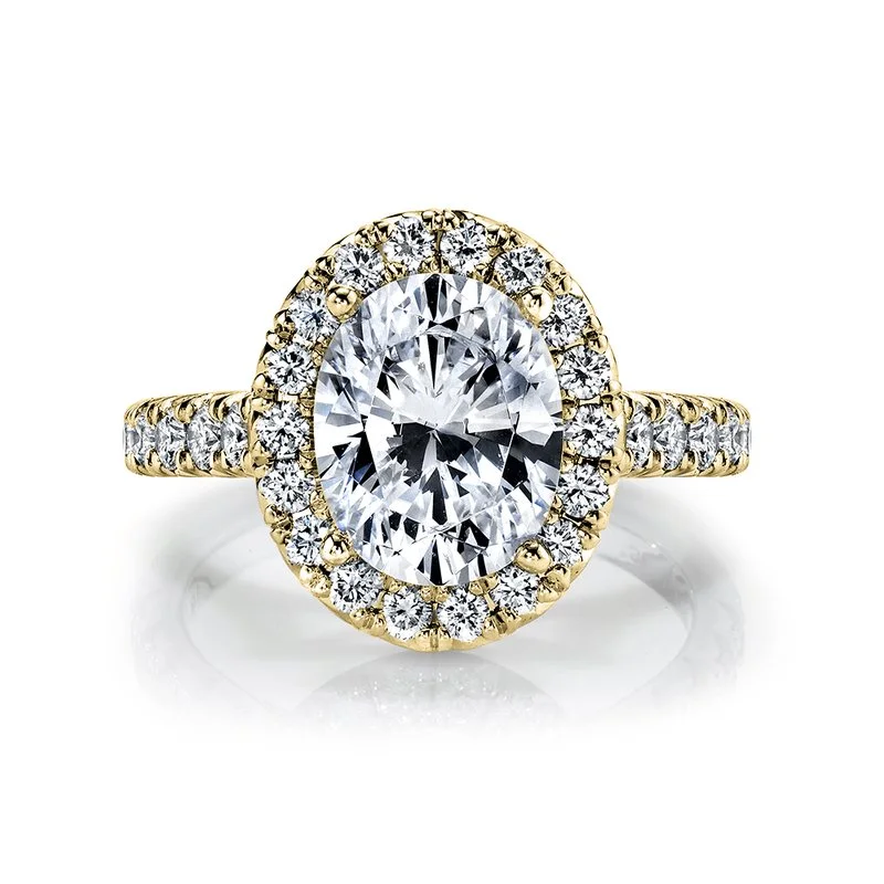 Rings For Wild Looks-Solitaire Ring Setting With Diamond Halo  Diamond Band and Diamond Under Gallery