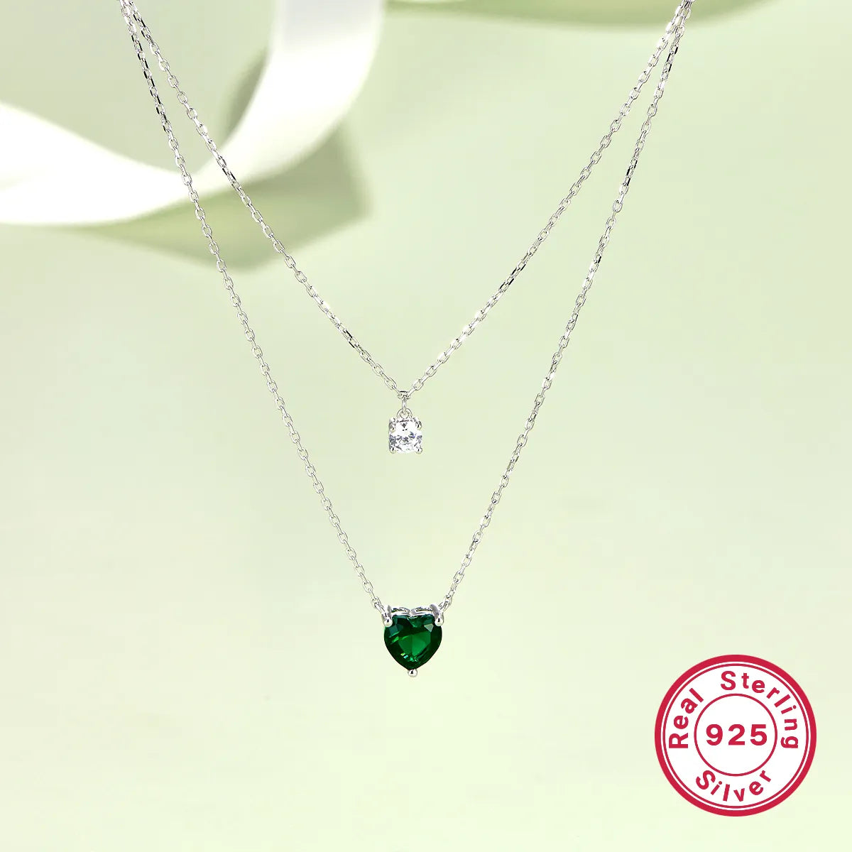 Necklaces Craft Reviews-Sterling Silver White Gold Plated Vacation Simple Style Heart Shape Artificial Gemstones Double Layer Necklaces